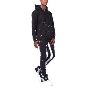 Survêtement personnalisé délavé à l'acide avec fermeture à glissière 500GSM Sweats à capuche en coton polaire et pantalons de survêtement évasés Survêtements pour hommes - Product Image 1