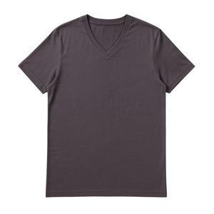 Camiseta de Cuello en V para Hombre, Color Gris Oscuro, 100% Algodón Orgánico de Lujo, Preencogida, Certificada por GOTS, Premium, Manga Corta, Transpirable - Product Image 2