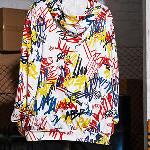 Sudadera de gran tamaño con estampado de letras para mujer, informal, con cuello en V, primavera 2024, manga larga, cordón, sudadera holgada - Product Image 5
