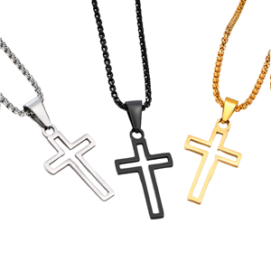 Collier tendance en acier inoxydable CAOSHI pour homme et femme, argent, noir, or 18 carats, perle, plaqué rhodium, chaîne en boîte, excellente idée cadeau ! - Product Image 2