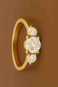 Luxe or jaune coupe ronde Moissanite 1ct & 0.38ct pour ensemble de broches certifié bague de fiançailles de mariage pour les femmes - Product Image 4