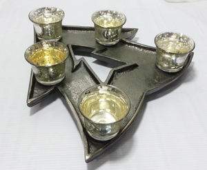 Bougeoir décoratif avec divers bougeoirs dans différents designs Centre Table Décoration Accent - Product Image 6