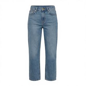Jeans pour femmes de haute qualité, coupe ample, jambe large, taille haute, pantalon en denim, grande taille, couleur personnalisée, bas en coton respirant - Product Image 1