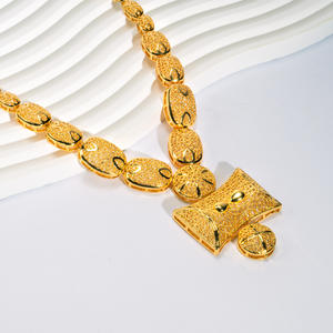 دبي الهند الزفاف شرابة طويلة قلادة مجموعة 24k مطلية بالذهب قلادة أقراط 2 قطعة مجموعات مجوهرات الزفاف - Product Image 2