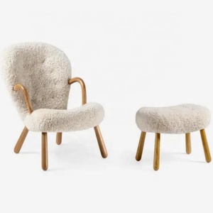 Fauteuil design haut de gamme, style Mid-Century Modern, fait main, en peau de mouton capitonnée, durable, pour salon, appartement et hôtel - Product Image 5