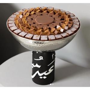 Bol à chocolat élégant vintage avec support bol à chocolat en acier inoxydable martelé bonbons Dessert affichage bol en métal - Product Image 1