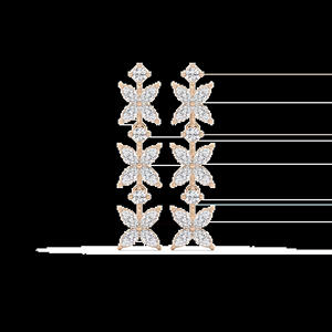 ต่างหูเพชรทรงดอกไม้แบบห้อย ดีไซน์เฉพาะตัว ทรงมาร์ควิสและทรงกลม เพชรเลี้ยงในห้องปฏิบัติการ น้ำหนัก 1.58 กะรัต ได้รับการรับรองจาก IGI Gai ตัวเรือนทองคำแท้ 14k - Product Image 2
