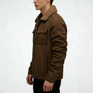 Hot Selling XS Men's Winter <b>Jacket</b> High Street Style Genuine Leather <b>Canvas</b> Eco-Friendly Breathable Windproof Lightweight Front - Product Image 2