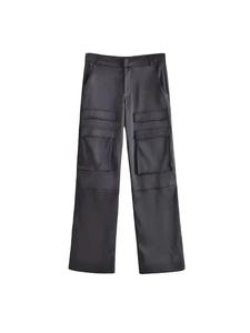 Pantalones Cargo para Mujer con Bolsillos, Cintura Elástica, Frente Plano, Estilo Vintage de Moda de Verano - Product Image 6