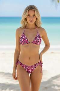 Conjunto de Bikini para Mujer, Top de Bikini Triangular con Tirantes, Parte Inferior con Lazos Laterales, Traje de Baño de Colores Vibrantes, Ropa de Playa, Traje de Baño de Dos Piezas para Fiesta en la Piscina - Product Image 6