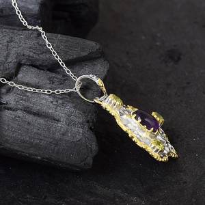 Colgante de peridoto de amatista natural, joyería de diseñador hecha a mano Bohemia chapada en oro de plata 925, regalo de Navidad para ella - Product Image 3