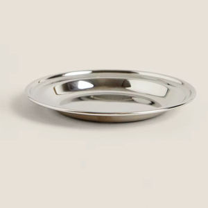 Assiette en acier inoxydable, assiette de service en acier inoxydable, assiette à dîner en métal, assiette ronde en acier inoxydable, acier inoxydable poli - Product Image 1