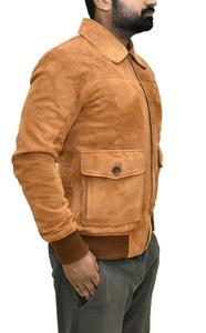 แจ็กเก็ตหนังนิ่มแพะของผู้ชายสไตล์ไฮทสตรีทปรับสีได้แฟชั่นคอปกตั้งสำหรับฤดูหนาว - Product Image 2