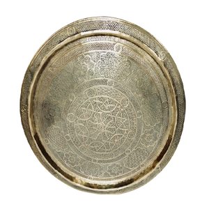 Plato Redondo Árabe de Latón de Alta Calidad con Grabado y Acabado Pulido para Uso en la Cocina y como Plato Decorativo - Product Image 5