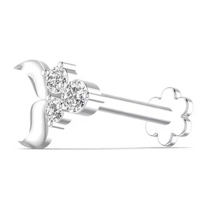 Modern 0.09CT Natural Diamond <b>Nose</b> <b>Pin</b> 14kt Yellow Rose & White Gold Fine Piercing Jewelry for Women's Wedding - Product Image 4