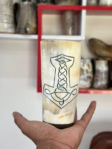 Corne à boire viking artisanale de qualité supérieure en corne de buffle, écologique, 6 pouces, ART ARTISANAL INTIME, style médiéval - Product Image 4