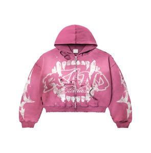 OEM Streetwear graphique délavé à l'acide Sweats à capuche personnalisés 400-600 GSM Poids lourd 100% coton Style vintage Impression bouffante pour hommes - Product Image 4