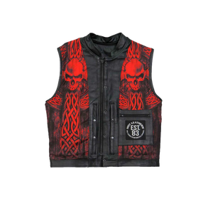 Gilet en cuir de moto pour hommes avec poche dissimulée lacets réglables Gilet en cuir pour motards - Product Image 5