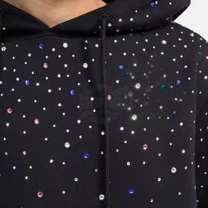 Sudadera con Capucha Personalizada de Alta Calidad para Hombre, Lavada al Ácido y con Pedrería, Fabricante de Ropa, Sudadera con Capucha para Hombre, Colores Personalizados - Product Image 2