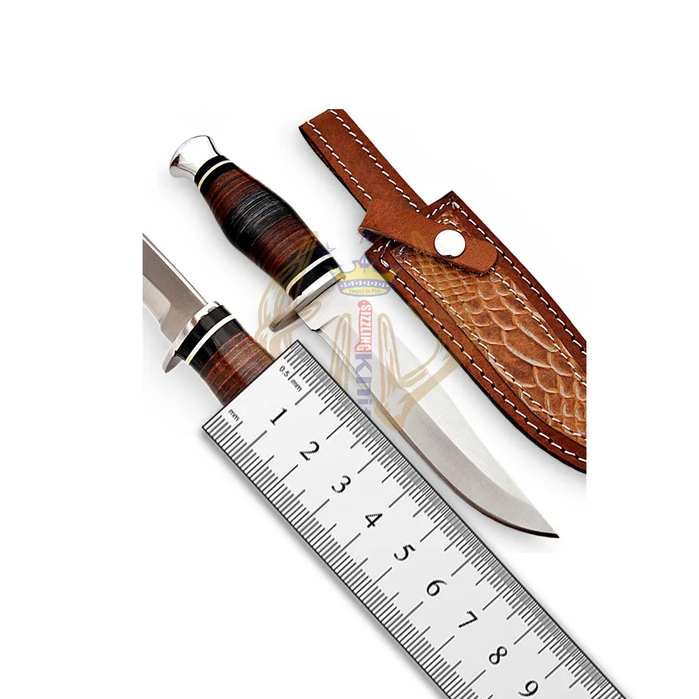 Couteau fixe de chasse de camping en acier damas léger et facile à transporter avec manche en bois d'ébène fait à la main