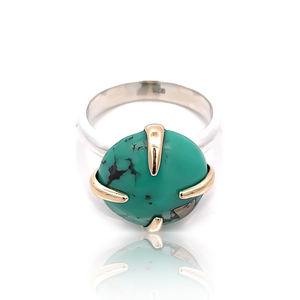 Anillo Unisex de Plata de Ley 925 Silver Mountain Professional, Nuevo Diseño, Bisel con Piedra Preciosa Turquesa de Arizona, Fino - Product Image 1