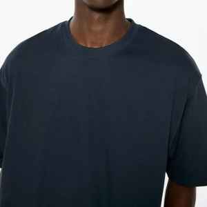 Camiseta de algodón de color sólido de alta calidad para hombre con hombros caídos cuello redondo de gran tamaño logotipo personalizado 100% algodón - Product Image 4