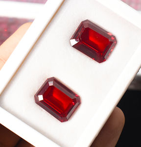 Piedra preciosa roja octogonal facetada calibrada de corte esmeralda rubí creada en laboratorio para joyería tratamiento térmico piedras preciosas sueltas - Product Image 5