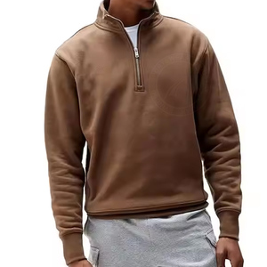 Sweat-shirt à col roulé à fermeture éclair sur le devant en molleton de coton/polyester personnalisé, surdimensionné, manches longues, unisexe, automne, écologique - Product Image 1