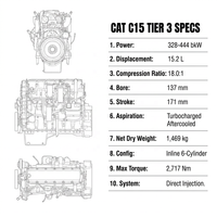 Ensemble moteur diesel Caterpillar C15 neuf, préfixe MCW, moteur industriel pour grande excavatrice, concasseur de roche, machines minières