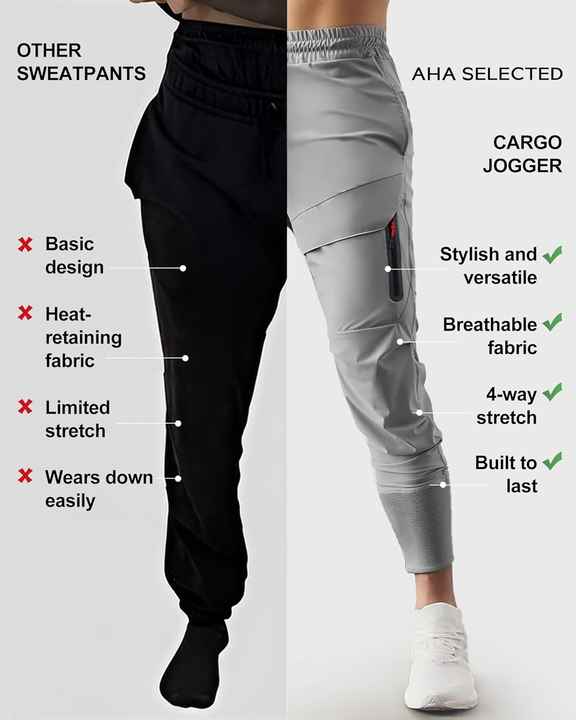 Men's High Rib Cargo Jogger Sweatpants Stay Cool Athletic Fitness Running Pants & Trousers
