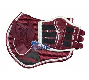 Ensemble de 3 tapis de selle d'équitation personnalisables de haute qualité pour cavalier, avec doublure confortable et équipement équestre durable, bleu marine - Product Image 2