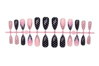 HYC-DJ-1887 Faux Ongles à Presser Couleur Amande Française 24 Pièces Style Brillant à Fleurs 3D et Pois Vente en Gros