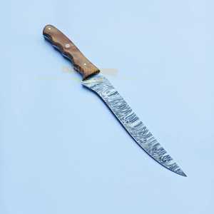 Alta calidad hecho a mano Damasco Chef filete deshuesado cuchillo mango de madera afilado cocina Chef cuchillo con Funda de cuero - Product Image 3