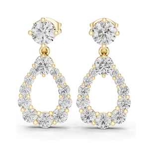 Boucles d'oreilles pendantes en diamant de laboratoire 3,266 CT, forme poire, diamants CVD VVS-VS EF, or 18 carats, 14 carats, 10 carats et argent 925, rose, jaune - Product Image 2