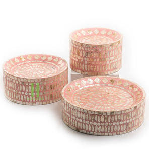 Producto caliente de alta calidad Ecológico Madre de perla Incrustaciones Cake Stand Decorativo Redondo MOP Bandeja Ramanda Holiday Mold HNH Craft - Product Image 5