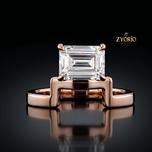 Emerald Cut Moissanite Diamond Engagement <b>Ring</b> 18K Solid Gold Luxury Fine Jewelry Solitaire <b>Ring</b> <b>For</b> Women <b>Men</b> - Product Image 5