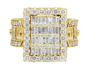 Anillo de Banda Ancha de Oro Blanco de 10K Personalizado con Diamantes Cultivados en Laboratorio, Diseño de Racimo de Baguette, Joyería para Hombre - Product Image 5