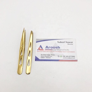ชุดแหนบคิ้วสีทองทำจากสเตนเลสสำหรับถอนขนคิ้วแบบเอียง - Product Image 1