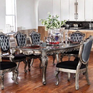 Juego de Comedor Plegable de 9 Piezas de Madera Maciza de Caoba, Sillas Talladas de Lujo, Elegancia Clásica, Tradicional para Hogar, Restaurante, Hotel - Product Image 4