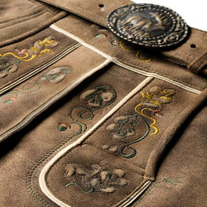 Meilleur prix High Street Wear Short brodé en cuir Lederhosen fait à la main motif solide - Product Image 2