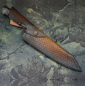 Cocina profesional Cuchillo de chef de acero de Damasco de 7,6 pulgadas Hecho a mano Hoja fija de alta calidad Fabricantes de fundas de cuero inoxidable - Product Image 4