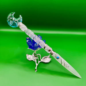 Venta al por mayor hecho a mano azul opalita Luna selenita cristal varita alambre envuelto Reiki energía curación espiritual mascota pulida - Product Image 1