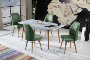 Juego de Mesa y Sillas de Comedor Extensible Moderno con Tablero de Aglomerado y Patas de Metal, Diseño Rectangular Resistente para Uso Doméstico - Product Image 3