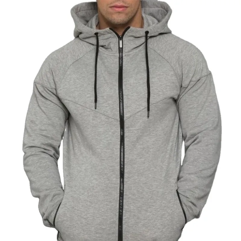 Bán Buôn Thời Trang Dạo Phố Đồng Bằng Cơ Bản Thoáng Khí Hoodies Công Nghệ Lông Cừu Thể Thao Cộng Với Kích Thước Lỏng Trống Đầy Đủ Zip up Áo Cho Nam Giới