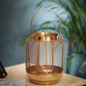 Latest Design Gold Plated Metal Wire Candle <b>Lantern</b> for Hanging & Tabletop Home and Christmas Decorations <b>Lanterns</b> - Product Image 1