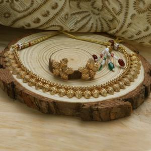 Juego de collar de latón vintage más vendido con acabado mate, combinación perfecta para atuendo tradicional y celebraciones a la venta - Product Image 5