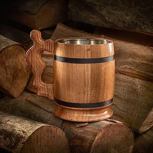 Jarras de cerveza de mesa de bar de la mejor calidad en madera natural con acabado rústico, perfectas para vajilla de hotel y restaurante - Product Image 2