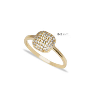 Minimalist Square CZ Design Rhodium Plated Wedding <b>Ring</b> Handcrafted <b>Dainty</b> 925 Sterling Silver Turkish Jewelry - Product Image 3