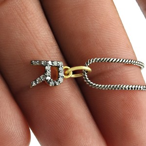สร้อยคอจี้ตัวอักษรตัวเพชรรูปตัวอักษรตัว925เงินแท้18K ทำด้วยมือของขวัญวินเทจสำหรับผู้หญิง - Product Image 6