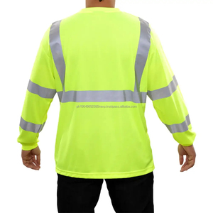 Camisetas de Trabajo Reflectantes de Alta Visibilidad Amarillo Fluorescente al por Mayor, Camiseta Reflectante de Secado Rápido para Hombre - Product Image 6